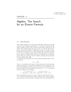 Algebra: The Search for an Elusive Formula