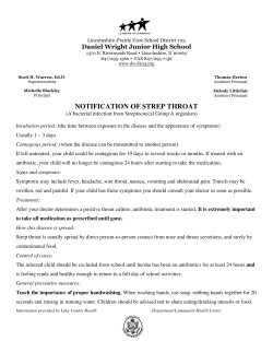 NOTIFICATION OF STREP THROAT