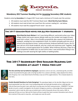 Mandatory 2017 Summer Reading List for incoming Secondary ONE