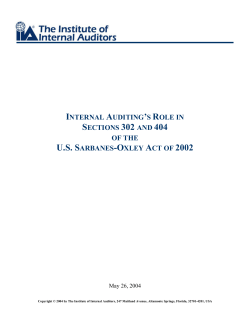 internal auditing s role in sections 302 and 404 of the us sarbanes