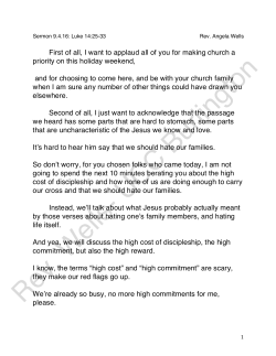 First of all, I want to applaud all of you for making church a priority on