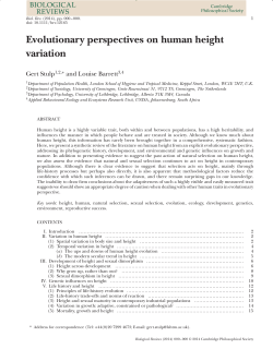 Evolutionary perspectives on human height variation
