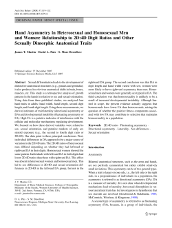 Hand Asymmetry in Heterosexual and Homosexual Men
