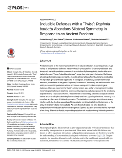 Inducible Defenses with a "Twist": Daphnia barbata Abandons