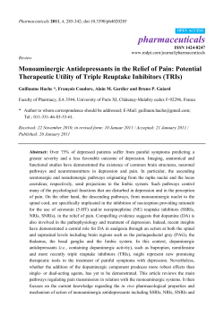 Monoaminergic Antidepressants in the Relief of Pain: Potential