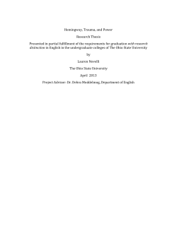Hemingway, Trauma, and Power Research Thesis Presented in