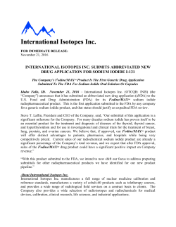 International Isotopes Inc. Submits Abbreviated New Drug