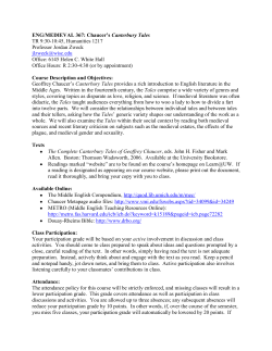 ENG/MEDIEVAL 367: Chaucer`s Canterbury Tales TR 9:30