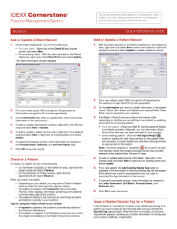 8.1 Reception Quick Reference Guide