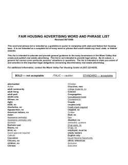 Fair Housing Advertising Word and Phrase List