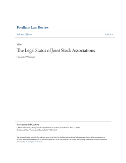 The Legal Status of Joint Stock Associations