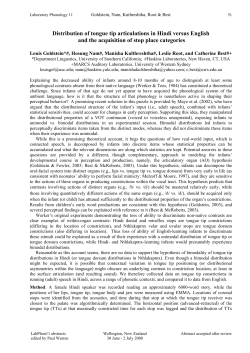 Distribution of tongue tip articulations in Hindi versus English and