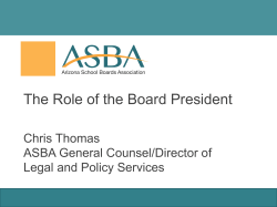 The Role of the Board President - Arizona School Boards Association