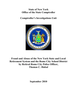 State of New York Office of the State Comptroller Comptroller`s