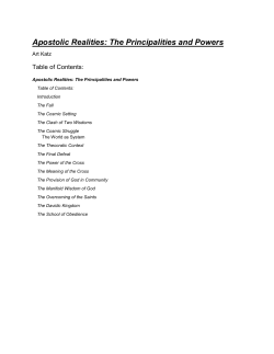 Apostolic Realities: The Principalities and Powers