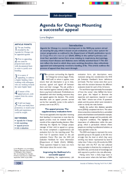 Agenda for Change: Mounting a successful appeal