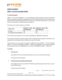 PRODUCT SUMMARY DIRECT &ndash; Term (non