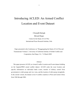Introducing ACLED: An Armed Conflict Location and Event Dataset