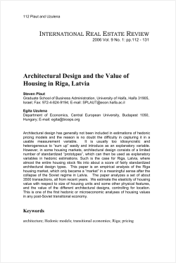 Architectural Design and the Value of Housing in Riga, Latvia