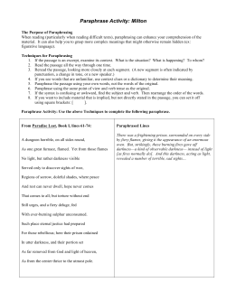 Paraphrase Activity: Milton