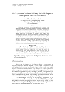 The Impact of Continued Mekong Basin Hydropower Development