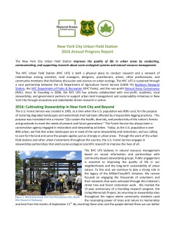 New York City Urban Field Station 2016 Annual Progress Report