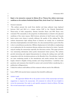1 19 January 2015 1 2 Reply to the interactive comment by Referee