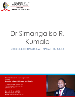 Professor Raymond Kumalo - School of Religion, Philosophy