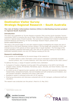 Destination Visitor Survey Strategic Regional Research &ndash; South