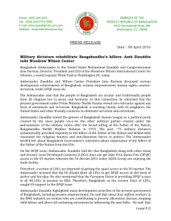 PRESS RELEASE Military dictators rehabilitate Bangabandhu`s