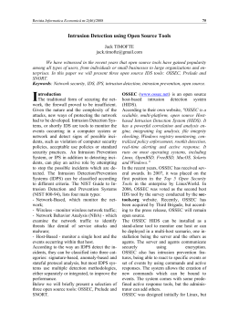 Intrusion Detection using Open Source Tools