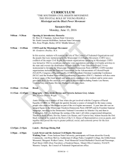 Summer Youth Workshop 2016 Curriculum One Week