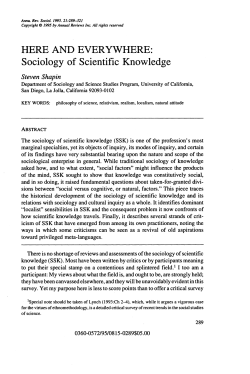 HERE AND EVERYWHERE: Sociology of Scientific Knowledge