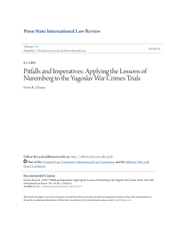 Applying the Lessons of Nuremberg to the Yugoslav War Crimes Trials