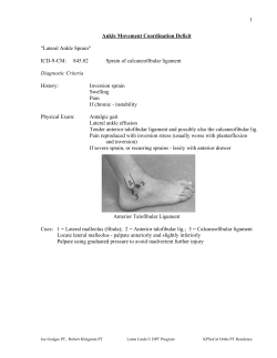 1 Ankle Movement Coordination Deficit "Lateral Ankle Sprain" ICD