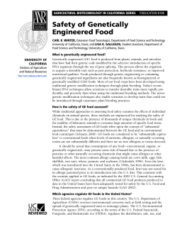 Safety of Genetically Engineered Food
