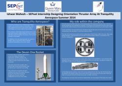 Tranquility Aerospace Internship Summer 2014 Poster