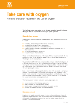 Take care with Oxygen - Fire and explosion hazards in the use of