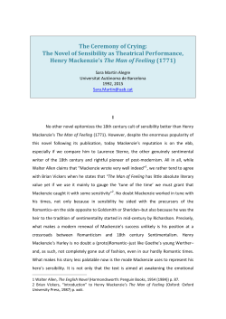 The Ceremony of Crying: The Novel of Sensibility as Theatrical