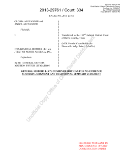 Alexander v. GM Motion for Summary Judgment TX