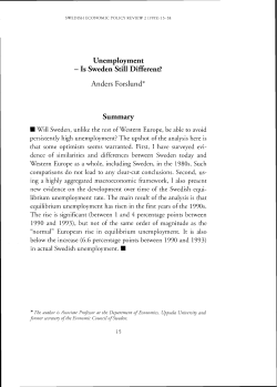 Unemployment - Is Sweden Still Different?