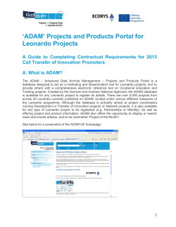 Guidelines on ADAM - 2013 Call