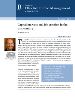 Capital markets and job creation in the 21st century