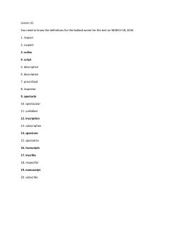 Lesson 31 You need to know the definitions for the bolded words for
