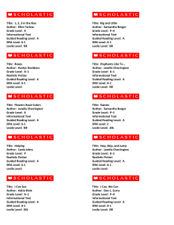 Title: 1, 2, 3 in the Box Author: Ellen Tarlow Grade Level: K