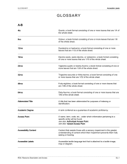 RDA: Resource Description and Access: Glossary