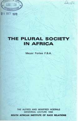 THE PLURAL SOCIETY IN AFRICA - South African History Online