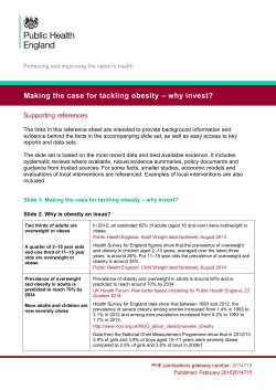 Making the case for tackling obesity &ndash; why invest?