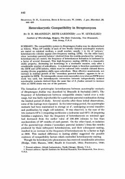 Heterokaryotic Compatibility in Streptomyces