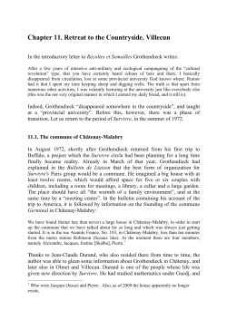 Chapter 11. Retreat to the Countryside. Villecun - IMJ-PRG